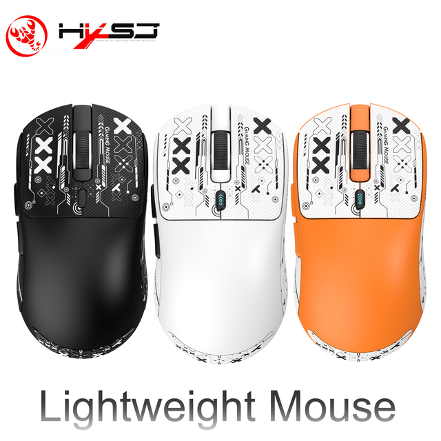 Hot Sale HXSJ T68 Pro 3-mode Wireless 7-Button Lightweight Gaming Mouse 300IPS Ergonomic Design 500mAh Rechargeable Stock