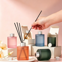 Flacon diffuseur de luxe en verre coloré à facettes de 100 ml, ambre givré, pour diffuseur à bâtonnets d'aromathérapie, vente en gros, OEM