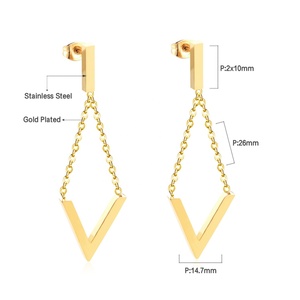 Pendientes de Aro Geométricos de Moda, Pendientes Minimalistas Hipoalergénicos Chapados en Oro de 18K para Mujer, Estilo Boho, Ideales para Regalo - Product Image 2