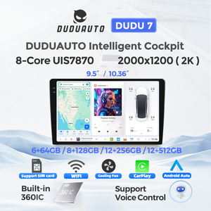 DUDUAUTO Autoradio universel 2 Din Android <span class=keywords><strong>avec</strong></span> CarPlay sans fil, Android Auto, DAB+, écran QLED 2K, GPS double bande, DSP, CE, RoHS - Product Image 1