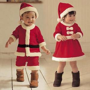 ชุดเครื่องแต่งกายคริสต์มาสสำหรับเด็กผู้หญิง ชุดกำมะหยี่สีแดงพร้อมหมวก ชุดแสดงการแสดง ไซส์ 2T-4T - Product Image 2