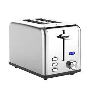 New Design 2 Slice Small Kitchen Accessories Stainless Steel LED Toaster with Dust cover