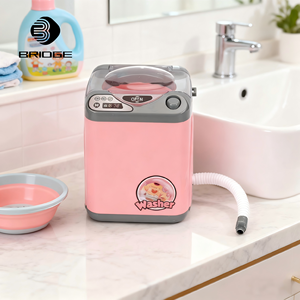 Mini machine à laver en plastique rose pour enfants - Product Image 4