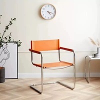 Chaise de salle à manger convertible en cuir marron style Bauhaus moderne