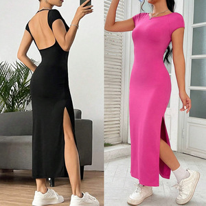 Elegante <span class=keywords><strong>Abito</strong></span> Senza Maniche in <span class=keywords><strong>Maglia</strong></span> a Linea A per Donna, Vita Media, Casual Estivo, Disponibile in Nero, <span class=keywords><strong>Fucsia</strong></span> e Rosso Rosa - Product Image 1