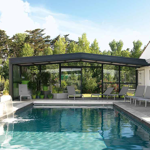 Techo de <span class=keywords><strong>Cristal</strong></span> Retráctil Motorizado Impermeable para <span class=keywords><strong>Terraza</strong></span>, Techo Corredizo Eléctrico de Aluminio para Jardín o Restaurante - Product Image 1