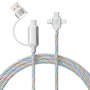 Nouveau câble de données lumineux 3-en-1 à charge rapide <span class=keywords><strong>double</strong></span> USB-A//Type-C, connecteurs en PVC, entièrement compatible - Product Image 1
