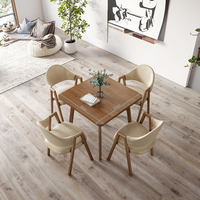 Ensemble table et chaises de salle à manger moderne minimaliste en bois massif 4 places pour la maison Petits appartements Design carré