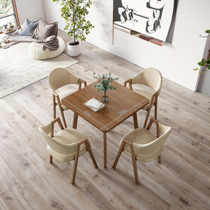 Ensemble <span class=keywords><strong>table</strong></span> et chaises de salle <span class=keywords><strong>à</strong></span> <span class=keywords><strong>manger</strong></span> moderne minimaliste en bois massif 4 places pour la maison Petits appartements Design carré - Product Image 6
