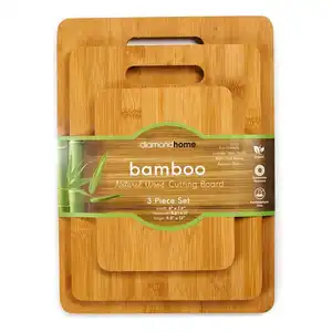 Planche à découper en bambou naturel, ensemble de 3 blocs à découper Portable, simple et personnalisé, voyage, avec poignée