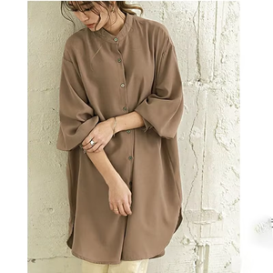 Áo kiểu Nhật Bản Xuân Thu thời trang mới chất liệu polyester dệt, dáng rộng, tay đèn, dài ngang đùi dành cho nữ, áo sơ mi kiểu casual - Product Image 3