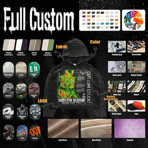 Felpa con Cappuccio Boxy Fit da Uomo 450gsm, Stampa Termica Scheletro con Borchie All-Over, Streetwear Personalizzata, Felpa con Cappuccio Estetica - Product Image 5