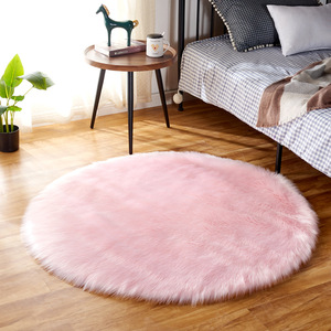 Pink Plush <b>Round</b> Rug 120Cm Soft Floor Mat For Bedroom Living Room Couch Area Cushioned Decorative <b>Carpet</b> - Product Image 1