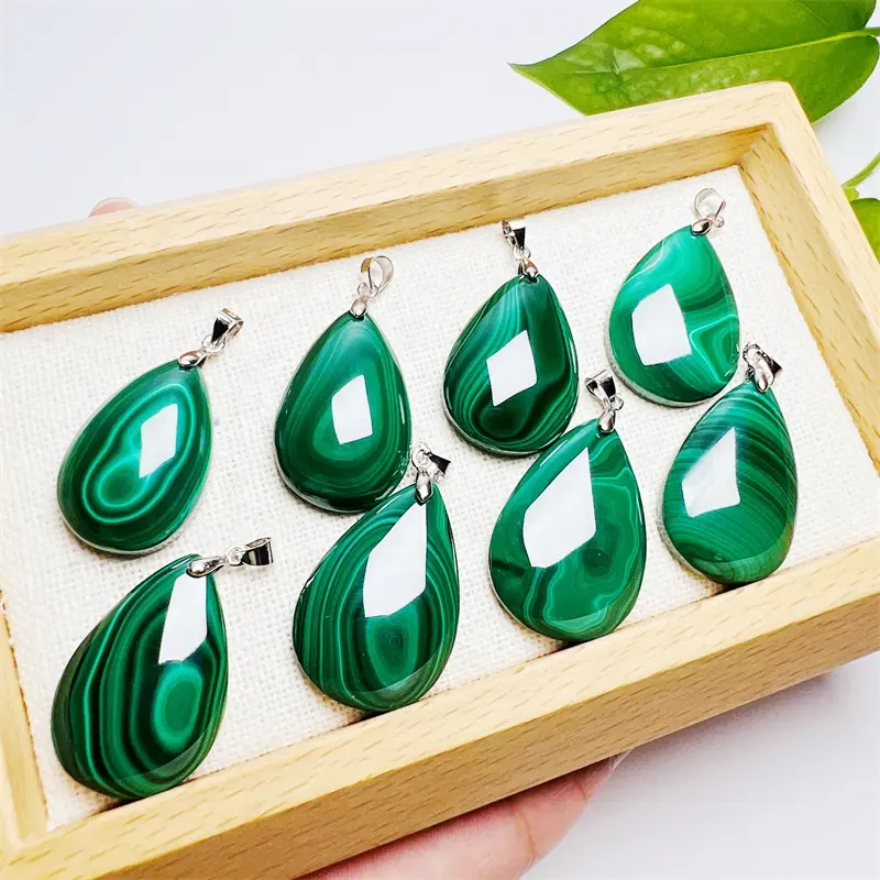Bulk Wholesale High-quality natural malachite drop-shaped premium gemstone pendants
