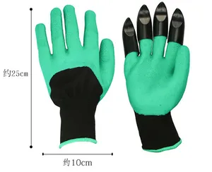 Waterproof Breathable Latex Digging Planting Agriculture Garden Gloves With Claws safety gloves Green Garden Gloves