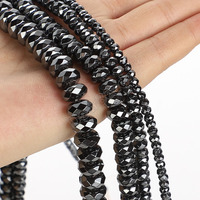 Perles d'hématite noire naturelle en gros, perles d'hématite facettées en forme de rondelle pour la fabrication de bijoux 3mm 4mm 6mm 8mm