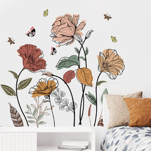 <span class=keywords><strong>Adesivi</strong></span> Murali Floreali Boho, Decorazioni Adesive con <span class=keywords><strong>Fiori</strong></span> Selvatici e Erba <span class=keywords><strong>per</strong></span> Soggiorno, Camera da Letto, Parete TV - Product Image 2