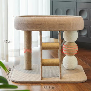 Tempat Tidur Kucing Hemat Ruang dengan Platform Lompat, Tiang Garukan Sisal, Rangka Panjat, dan Bola Main untuk Kucing di Apartemen Kecil - Product Image 5