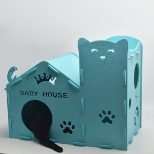 Lit <span class=keywords><strong>de</strong></span> grotte <span class=keywords><strong>de</strong></span> chat en feutre <span class=keywords><strong>de</strong></span> luxe avec coussin <span class=keywords><strong>Maison</strong></span> pour animaux <span class=keywords><strong>de</strong></span> compagnie faite à la main pour un repos confortable - Product Image 3