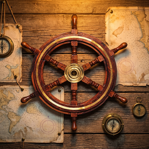Handcrafted <b>Wooden</b> Ship Wheel Wall Decoration Antique Style Polished Technique TMI Brand Uttarakhand Love Theme for Home Decor - Product Image 2