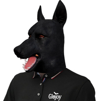 Masque en latex tête d'animal chien noir géant amusant pour Halloween, cosplay, fête, accessoires de farce, personnalisable, vente en gros