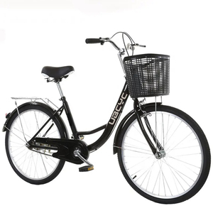 Vélo de ville classique rétro en aluminium vert pour <span class=keywords><strong>femme</strong></span>, 22, 24, 26 pouces, à vitesse unique, avec panier, pour le sport et la vie quotidienne, pas cher - Product Image 1