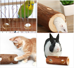 Tunnel in Legno Naturale Marrone per Criceti e Topi, Giocattolo a Forma di <span class=keywords><strong>Tronco</strong></span> d'Albero - Product Image 6