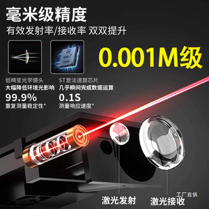 เครื่องวัดระยะด้วยเลเซอร์ 0.05-100M เครื่องมือวัดอิเล็กทรอนิกส์อินฟราเรดความแม่นยำสูงสำหรับการวัดห้องในบ้าน - Product Image 1