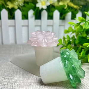Flor de cristal natural <span class=keywords><strong>planta</strong></span> en maceta tallado artesanías 5-6cm cuarzo rosa fluorita cristal curativo decoración del hogar regalo - Product Image 6