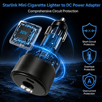 Adaptateur de voiture avec voltmètre numérique pour Starlink Mini DC 60W + Prise de courant double simultanée Type-C 27W