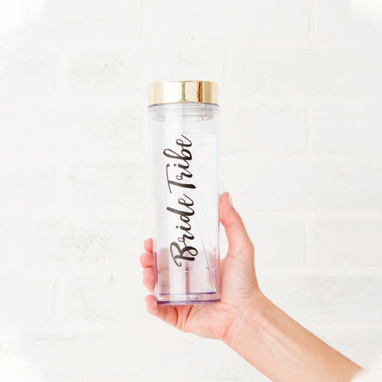 Прозрачный Акриловый стакан с двойной стенкой объемом 16 унций и крышкой