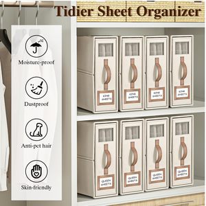 Có Thể Gập Lại Khăn Trải Giường Thiết Lập Tổ Chức Và Lưu Trữ Linen Vải Tủ Quần Áo Tổ Chức Với Cửa Sổ Gấp Giường Hộp Lưu Trữ Cho Bedsheet - Product Image 5