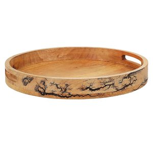 Plateau de service en bois moderne élégant pour fromage Fruits Snacks Table à manger Décor Forme ronde Plateaux de service - Product Image 3