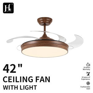 Lustre de salle à manger de style chinois rétro, lampe de ventilateur de chambre à coucher, silencieux, en bois de noyer, nouveau, intelligent, protecteur des yeux - Product Image 2