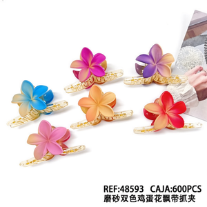 Fermagli per capelli Zy Matte a doppio tono con fiore a forma di uovo, 10 cm, in plastica, stile dolce, per uso quotidiano da donna, 2 per colore, scatola da 600 pezzi - Product Image 2