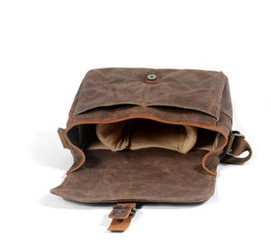 Outdoor Men's Photography <b>Bags</b> Professional Waterproof Waxed Canvas <b>Camera</b> <b>Bags</b> <b>Messenger</b> <b>Bag</b> With Leather Trim - Product Image 3