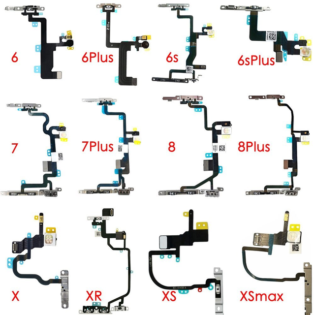 Power Volume Button Flex Cable for Iphone 5S 6 6S 7 8 Plus X Xr Xs 11 12 13 14 15 16 17 Pro Max Mute Switch Flash Light Repair