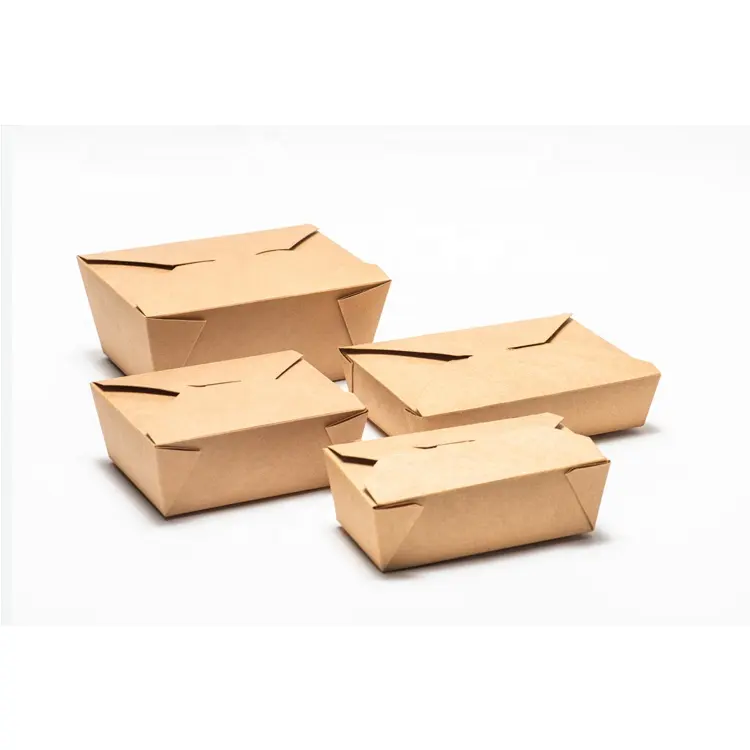 Kraft marrón comida rápida envase de embalaje a contenedores de alimentos desechables de papel caja de comida