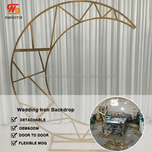 ฉากหลังโลหะเหล็กรูปพระจันทร์สีทองสำหรับงานแต่งงานงานปาร์ตี้ฉากหลังเหตุการณ์ที่กำหนดเองได้อย่างราบรื่น - Product Image 2