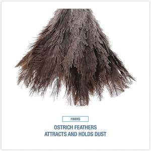 14 pouces. Plumeau professionnel en plumes d'autruche grises pour le nettoyage des voitures et des foyers, avec manche en bois - Product Image 3