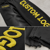 Pantalon de survêtement large personnalisé RAMAX 100 % coton, logo chenille délavé vintage, joggers usés, streetwear, vente en gros OEM