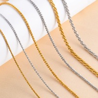 Серебряные/золотистые блестящие цепочки из нержавеющей стали с подвеской в виде цветка (1.6/2.2/3.4 мм) для женщин, оптом/дропшиппинг