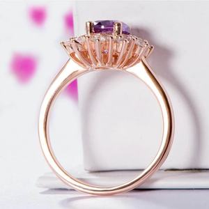 Anillo de Oro de 14K con Cristal de Cuarzo Amatista Claro, Piedra de Nacimiento, Regalo de Aniversario de Bodas - Product Image 3
