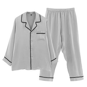 Pyjamas OEM 100% Ensemble de pyjamas en soie de luxe pour hommes, ensemble de pyjamas en soie doux et confortable de haute qualité pour hommes - Product Image 1