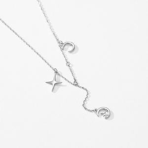 Collar con Colgante de Estrella y Luna de Plata de Ley S925, Brillante, Regalo Romántico para Mujer - Product Image 4