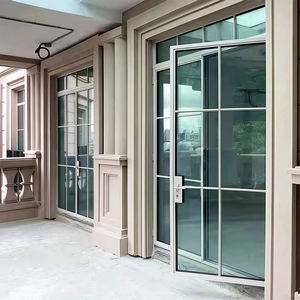Marco de acero de lujo Puerta abatible doble Puerta de edificio de oficinas comerciales Puerta francesa de vidrio doble de pie - Product Image 1