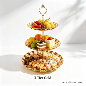 Plateau de service écologique à 3 niveaux, incassable, pour le camping, plateau à fruits pour la décoration de la cuisine, présentoir pour le thé de l'après-midi, support à desserts - Product Image 3