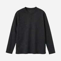 T-shirt à manches longues brodé pour homme, coupe décontractée, col double, en mélange de laine, style luxe léger, idéal pour le quotidien (OEM/ODM)