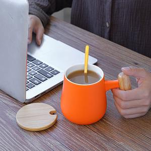 400Ml Ceramic <b>Mug</b> Tumbler Hot And Cold With Metal Spoon Wooden Handle&Bamboo Lid <b>Mother</b> <b>S</b> <b>Day</b> Gift - Product Image 3