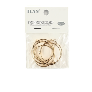 Orecchini a Cerchio Ilan 30mm Colore Oro Set da 6 Pezzi - Product Image 1